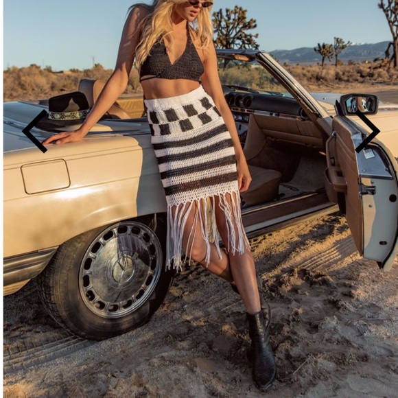 Checked Out Crochet Fringe Skirt - Picture 5 of 6